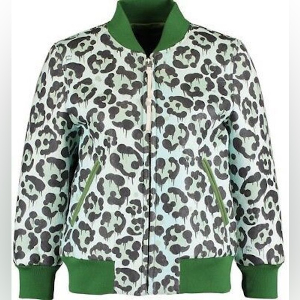 Coach Wild Beast Leather Baseball Jacket Sky Multicolor Made in Italy